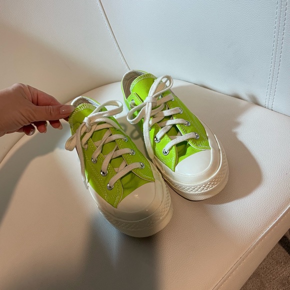 Rare COMME des GARÇONS PLAY Converse size 5 w, 3 m, Neón green - Picture 2 of 5